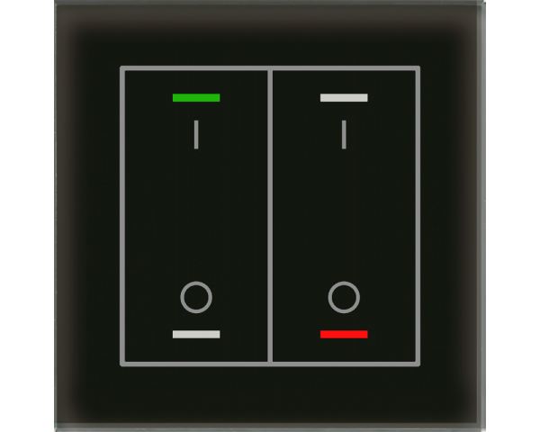 MDT BE-GTL2TS.B1S KNX Glastaster II Light 2-fach, RGBW, Temperatursensor, Schwarz, Schalten