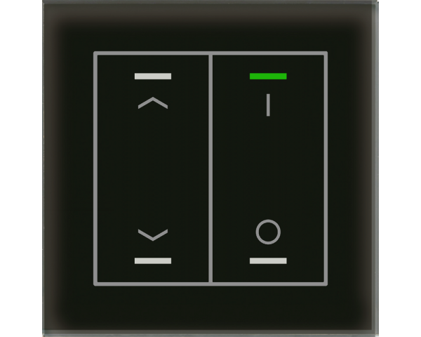 MDT BE-GTL2TS.C1S KNX Glastaster II Light 2-fach, RGBW, Temperatursensor, Schwarz, Jalousie_Sch.