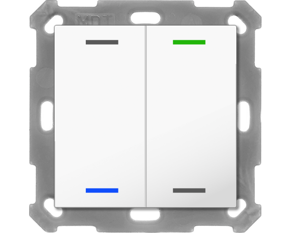 MDT BE-TAL55T2.01 KNX Taster Light 55 2-fach, RGBW, Temperatursensor, Reinweiß glänzend, Neutral