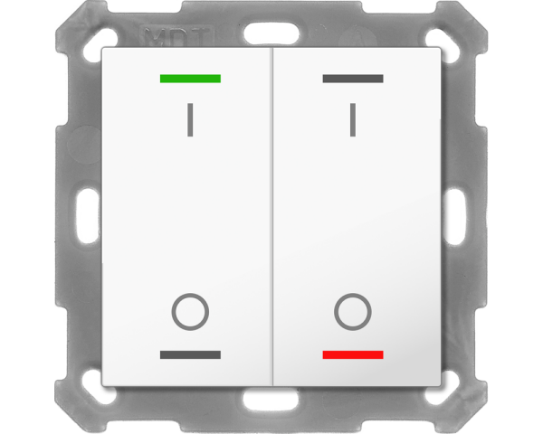 MDT BE-TAL55T2.B1 KNX Taster Light 55 2-fach, RGBW, Temperatursensor, Reinweiß glänzend, Schalten