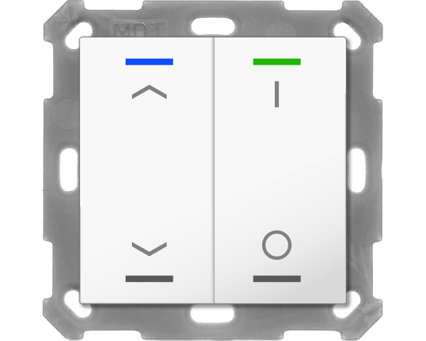 MDT BE-TAL55T2.C1 KNX Taster Light 55 2-fach, RGBW, Temperatursensor, Reinweiß glänzend, Jal._Sch.