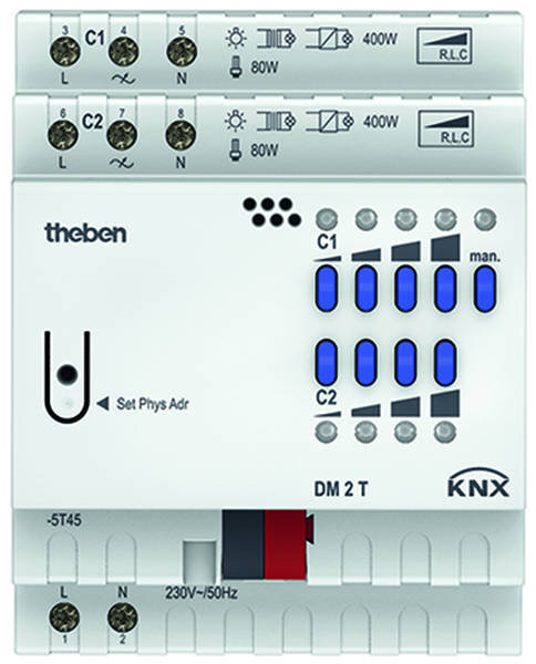 Theben DM 2 T KNX Dimmaktor 2-fach, 400 W, KNX TP