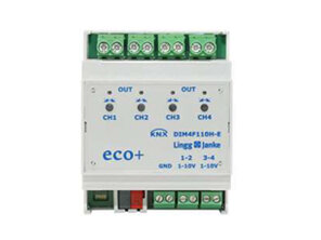 Lingg&Janke 77611SEC KNX Secure 1-10V Schnittstelle 4-fach, Handbedienung, 4 TE Schaltleistung 16A 250 VAC, C-Last 140µF DIM4F110-SEC