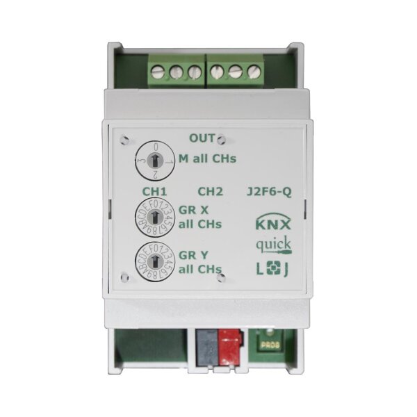 Lingg&Janke Q79436 KNX quick Jalousie-/Rollladenaktor 2-fach 10A, 3 TE Schaltleistung 10A 250 VAC, C-Last 140µF J2F10-Q