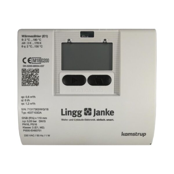 Lingg&Janke 84701SEC KNX Secure Wärmemengenzähler Kamstrup Multical 403 Qp 0,6 / DN15 / 110mm / G3/4 / 15-130°C KAM-MC403