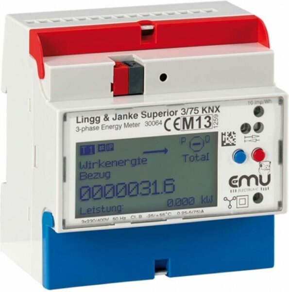 Lingg&Janke 87766SEC KNX Secure Elektrozähler EMU Superior, 3-Phasen, 75A, direktmessend, 5 TE EZ-EMU-DSUP-D-REG-SEC