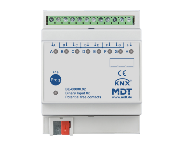 MDT BE-08000.02 KNX Binäreingang 8-fach, 4TE REG, Ausführung potentialfrei