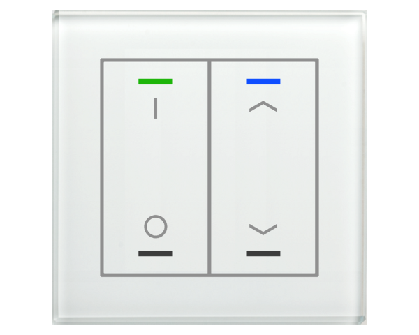 MDT BE-GTL2TW.D1 KNX Glastaster II Light 2-fach, RGBW, Temperatursensor, Weiß, Schalten_Jalousie