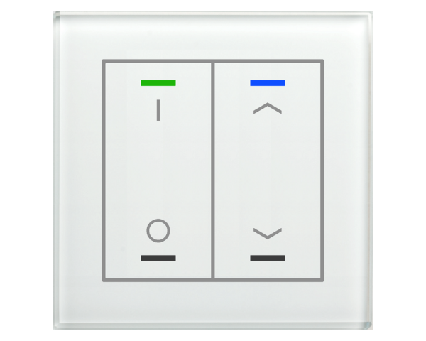 MDT BE-GTL2TW.D1 KNX Glastaster II Light 2-fach, RGBW, Temperatursensor, Weiß, Schalten_Jalousie