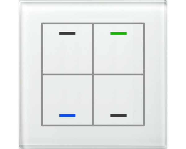 MDT BE-GTL4TW.01 KNX Glastaster II Light 4-fach, RGBW, Temperatursensor, Weiß, Neutral