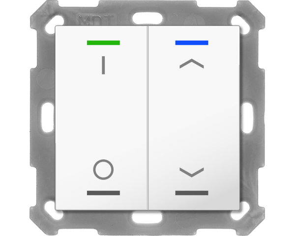 MDT BE-TAL55T2.D1 KNX Taster Light 55 2-fach, RGBW, Temperatursensor, Reinweiß glänzend, Sch._Jal.