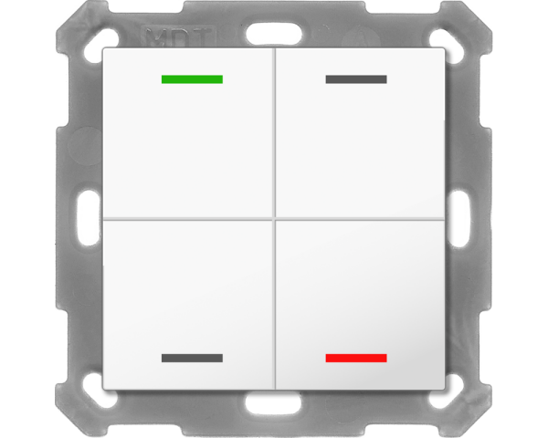 MDT BE-TAL55T4.01 KNX Taster Light 55 4-fach, RGBW, Temperatursensor, Reinweiß glänzend, Neutral