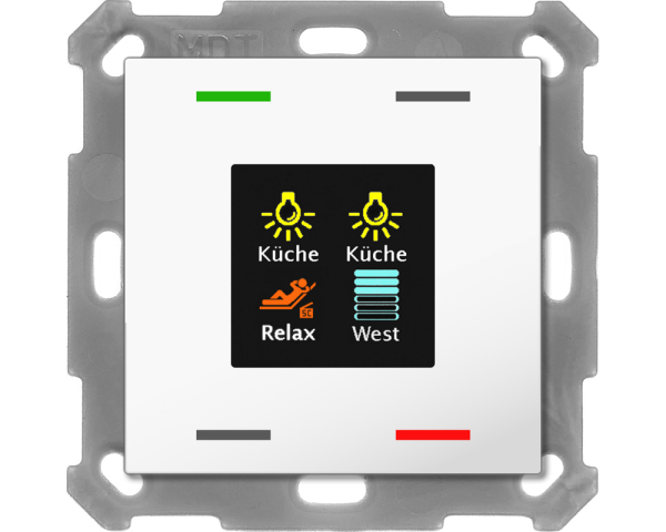 MDT BE-TAS5504.01 KNX Taster Smart 55 4-fach mit Farbdisplay, Reinweiß glänzend