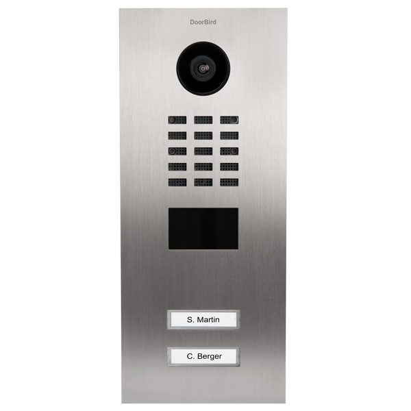 DoorBird IP Video Türstation D2102V, Gebürsteter Edelstahl, 2 hinterleuchtete Ruftasten