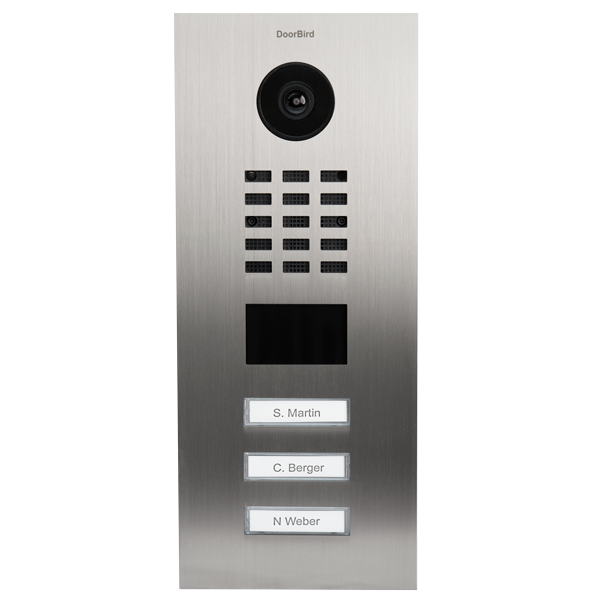 DoorBird IP Video Türstation D2103V, Gebürsteter Edelstahl, 3 hinterleuchtete Ruftasten