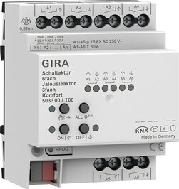 Gira 503300 Schalt-/Jal.aktor 6f/3f 16 A REG Komfort KNX Secure