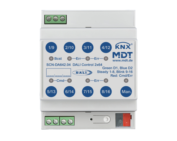 MDT SCN-DA642.04 DALI Control 2 x 64 Gateway, 4TE REG, KNX, MDT