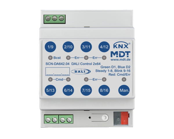 MDT SCN-DA642.04 DALI Control 2 x 64 Gateway, 4TE REG, KNX, MDT