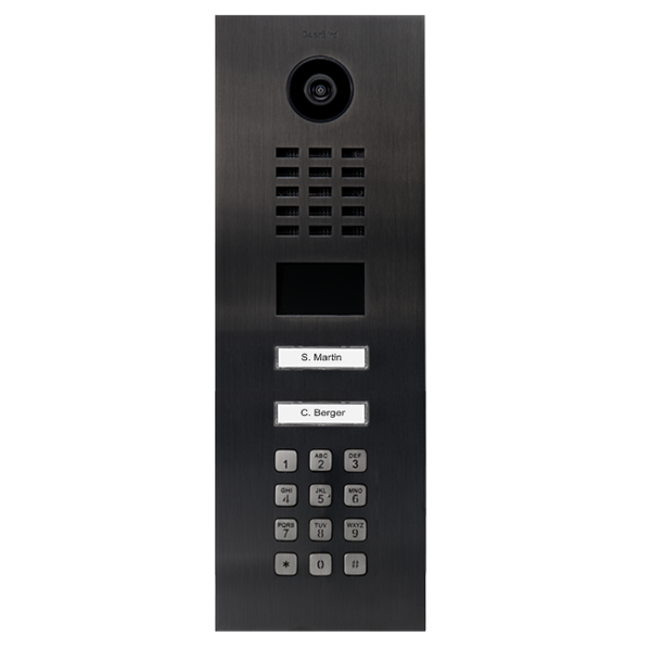 DoorBird IP Video Türstation D2102KV, Edelstahl V2A, gebürstet, PVD Beschichtung mit Titan-Optik, 2 Ruftasten, Keypad Modul