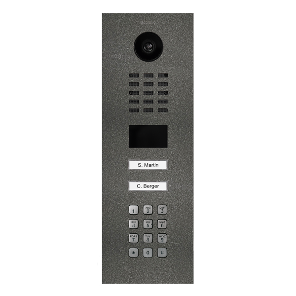 DoorBird IP Video Türstation D2102KV, Edelstahl V2A, pulverbeschichtet, seidenmatt, DB 703 Eisenglimmer, 2 Ruftasten, Keypad Modul