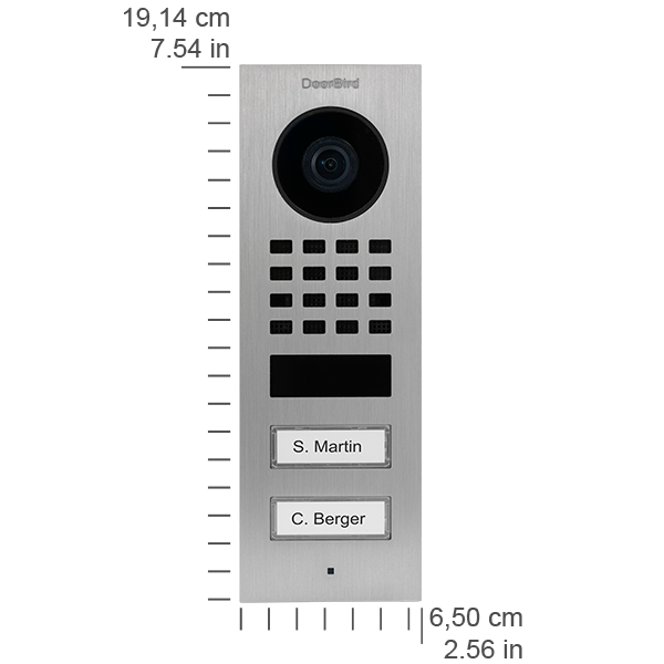 DoorBird IP Video Türstation D1102V Aufputz, Edelstahl V2A, gebürstet, 2 Ruftasten, inkl. Aufputzgehäuse