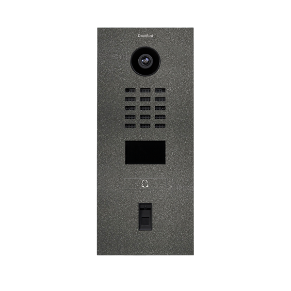 DoorBird IP Video Türstation D2101FV Fingerprint 50, Edelstahl DB703 Eisenglimmer, 1 Ruftaste inkl. DB703 Eisenglimmer mit Glockensymbol