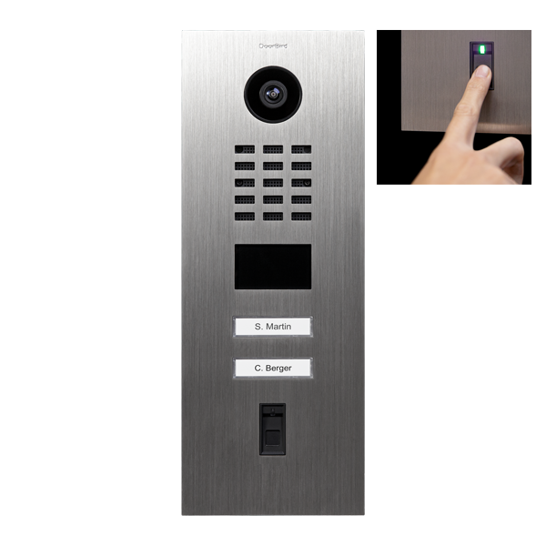 DoorBird IP Video Türstation D2102FV Fingerprint 50, Edelstahl V2A, gebürstet, 2 Ruftasten