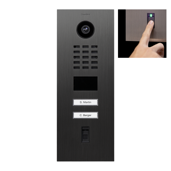 DoorBird IP Video Türstation D2102FV Fingerprint 50, Edelstahl Titan-Optik, gebürstet, 2 Ruftasten