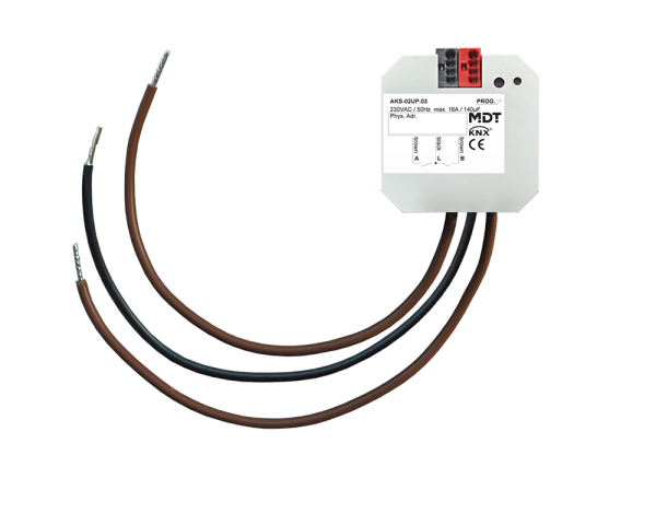 MDT AKS-02UP.03 KNX Schaltaktor 2-fach, UP, 16 A, 230 V AC, C-Last, Standard, 140 µF