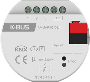 GVS KNX Multifunktionsaktor mini 3-fach - Schalten/Jalousien/Heizung - Unterputzmontage - AMMAF-03/04.1