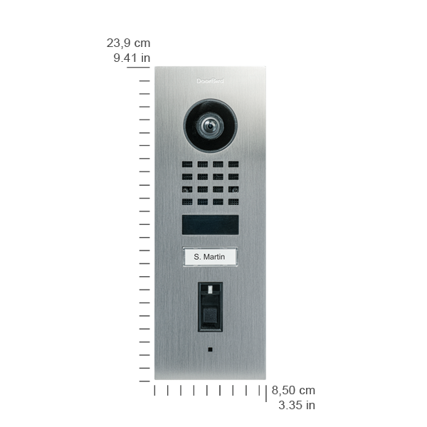 DoorBird IP Video Türstation D1101FV Fingerprint 50 Unterputz, Edelstahl V4A (salzwasser- und flugrostbeständig), gebürstet, 1 Ruftaste, DoorBird Fingerabdruckleser Modul 50, inkl. Unterputzgehäuse