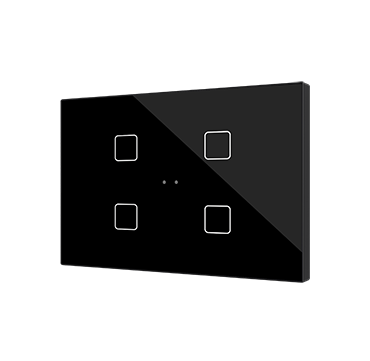 Zennio KNX Tastsensor Flat XL X4. Kapazitiver Taster - 4-fach - Schwarz ZVIFXLX4A