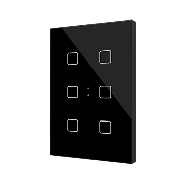 Zennio KNX Tastsensor Flat XL X6. Kapazitiver Taster - 6-fach - Schwarz ZVIFXLX6A