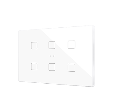 Zennio KNX Tastsensor Flat XL X6. Kapazitiver Taster - 6-fach - Weiss ZVIFXLX6W