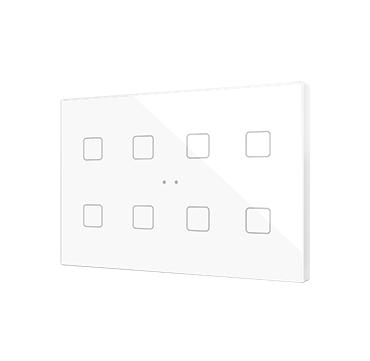 Zennio KNX Tastsensor Flat XL X8. Kapazitiver Taster - 8-fach - Weiss ZVIFXLX8W