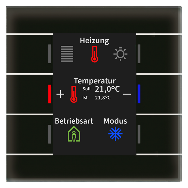 MDT BE-GT2TS.02S KNX Glastaster II Smart mit Farbdisplay und Temperatursensor, Schwarz