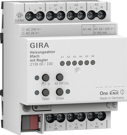 Heizungsaktor 6fach mit Regler für Gira One und KNX 213900