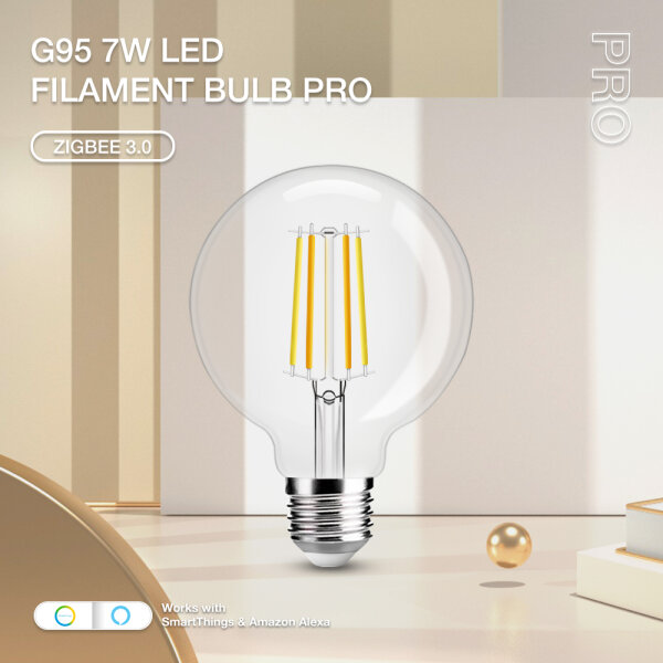 Gledopto G95 LED E27 Leuchtmittel ZigBee3.0 Pro Serie CCT Farbtemperatur Flimament Bulb 7W ( Klarglas )