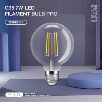 Gledopto G95 LED E27 Leuchtmittel ZigBee3.0 Pro Serie CCT Farbtemperatur Flimament Bulb 7W ( Klarglas )