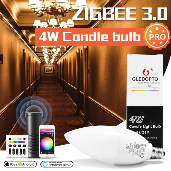 Gledopto LED E14 Leuchtmittel ZigBee 3.0 Pro RGBCCT Farbwechsel Steuerung 4W