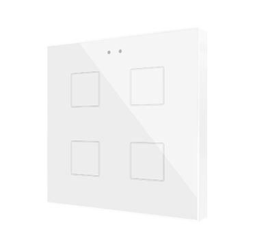 Zennio Flat 4 v2. Kapazitiver Taster mit Temperaturfühler - 4 Tasten - Weiss