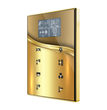 Zennio Kapazitives Touchpanel TMD-Display One - 8 Tasten - Display - Thermostat - Goldener Rahmen (Custom inkl.)