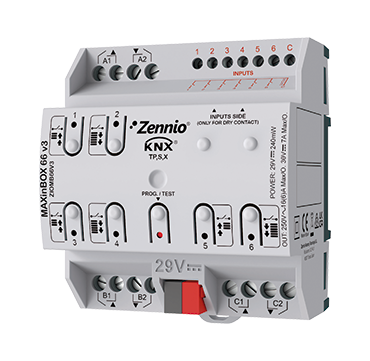 Zennio ZIOMB66V3 KNX MAXinBOX 66 V3 Multifunktionsaktor mit 6 Ausgängen a 16A und 6 Binäreingängen