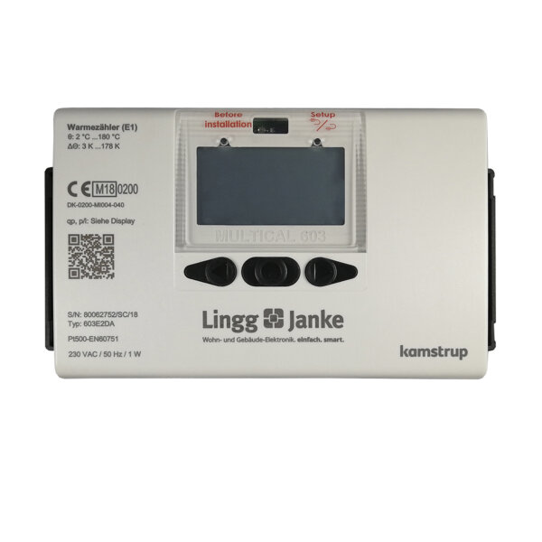 Lingg&Janke 84416SEC KNX Secure Wärmemengenzähler Kamstrup Multical 603 Solar Qp 1,5 / DN15 / 165mm / G3/4 / 0-120°C KAM-MC603