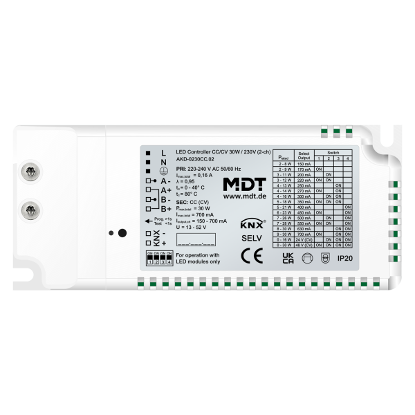 MDT AKD-0230CC.02 KNX LED Controller CC/CV 30 W / 230 V 2-Kanal