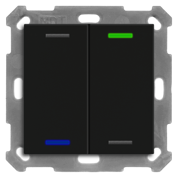 MDT BE-TAL55T206.01 KNX Taster Light 55 2-fach, RGBW, Temperatursensor, Schwarz matt, Neutral