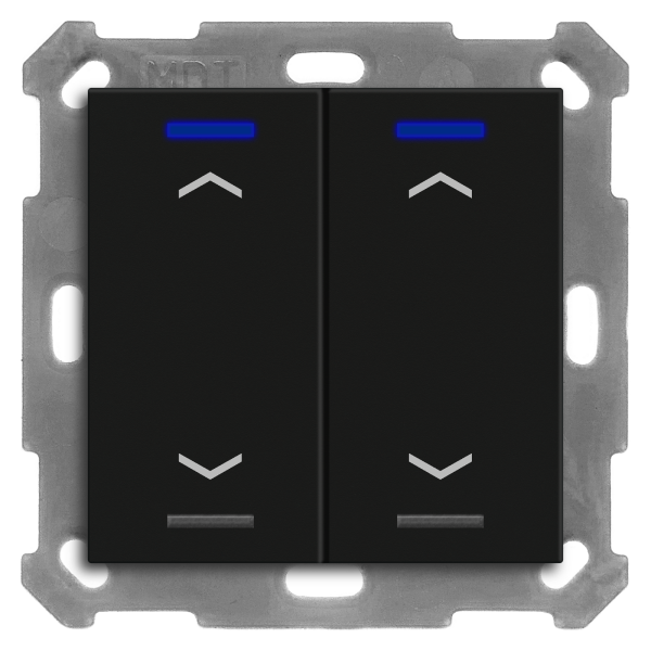 MDT BE-TAL55T206.A1 KNX Taster Light 55 2-fach, RGBW, Temperatursensor, Schwarz matt, Jalousie