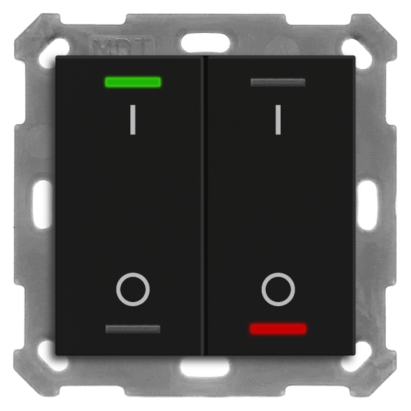 MDT BE-TAL55T206.B1 KNX Taster Light 55 2-fach, RGBW, Temperatursensor, Schwarz matt, Schalten