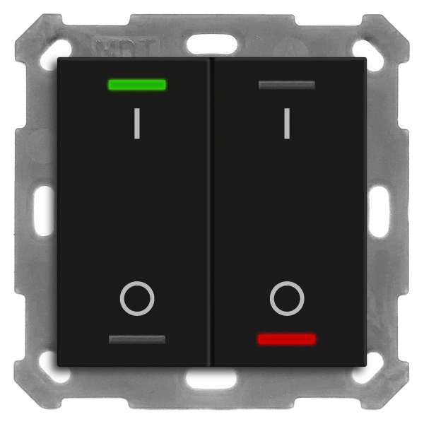 MDT BE-TAL55T206.B1 KNX Taster Light 55 2-fach, RGBW, Temperatursensor, Schwarz matt, Schalten