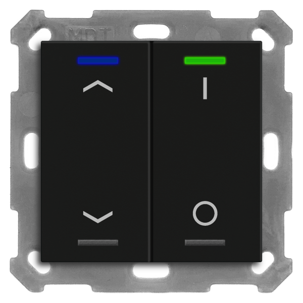 MDT BE-TAL55T206.C1 KNX Taster Light 55 2-fach, RGBW, Temperatursensor, Schwarz matt, Jal._Sch.